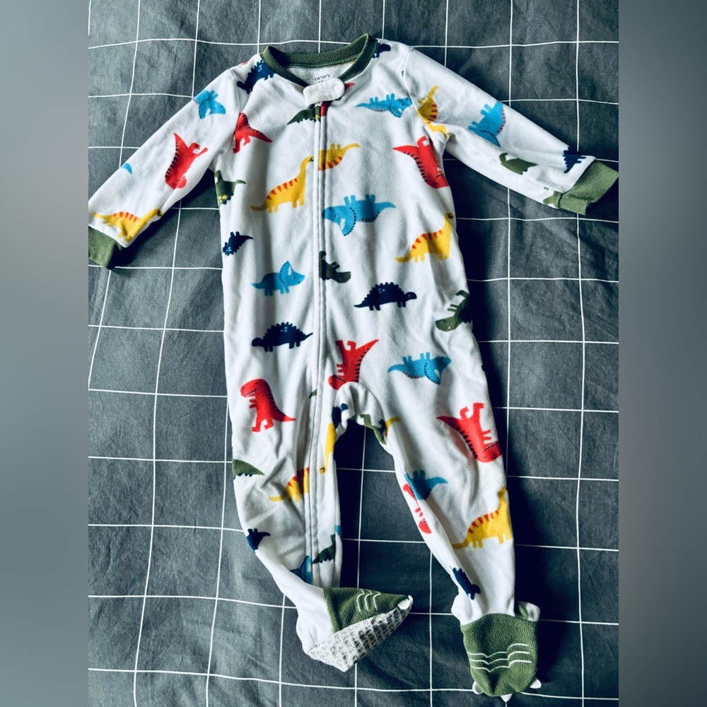 Baby 1-Piece Dinosaurs Fleece Footie Pajamas, 18 mo
